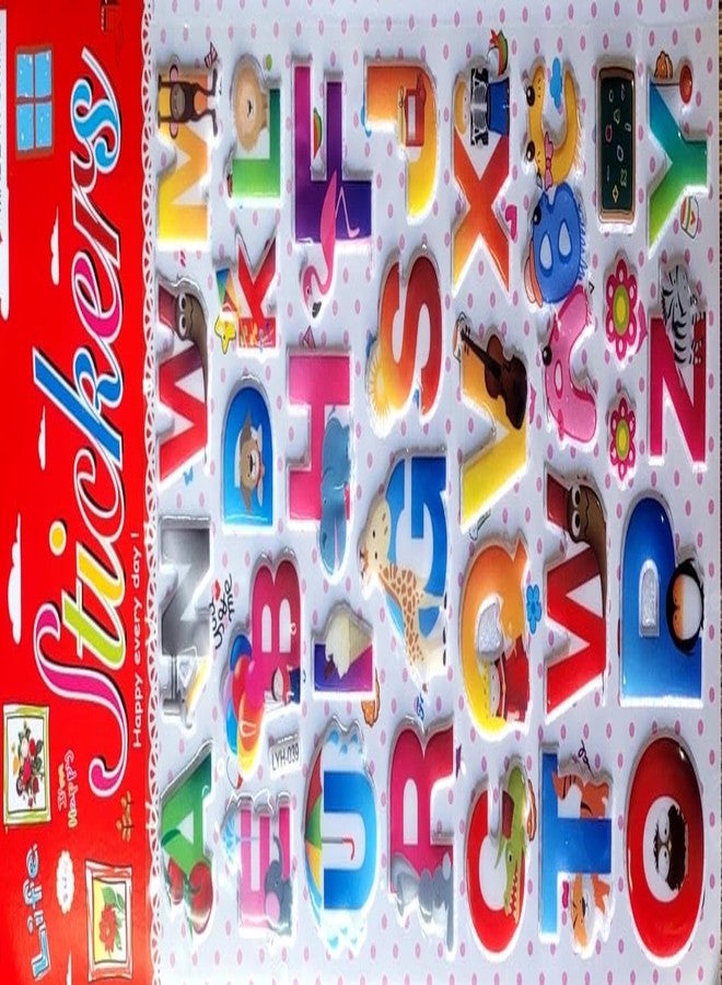 FULLFILLS Alphabet Sticker Chart A to Z Art & Craft (Pack of 2 Sheets Different Designs) Multicolour - Image 3